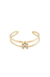 Unode50 Rigid Semi-open Sterling Silver-plated Bracelet With Central Crystal In Gold
