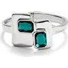 Unode50 Rigid Sterling Silver-plated Bracelet With Green Crystals In Metallic