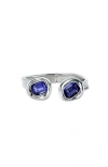 Unode50 Rigid Sterling Silver-plated Bracelet With Two Purple Crystals In Metallic