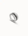 Unode50 Ring With 3 Grey Crystals In Gray
