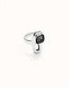 Unode50 Ring With Black Crystal In Black