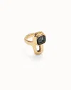 Unode50 Ring With Black Crystal In Black