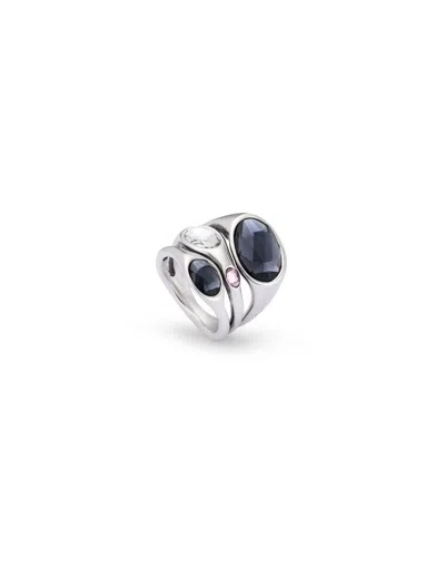 Unode50 Ring With Crystals With Different Sizes In Silver