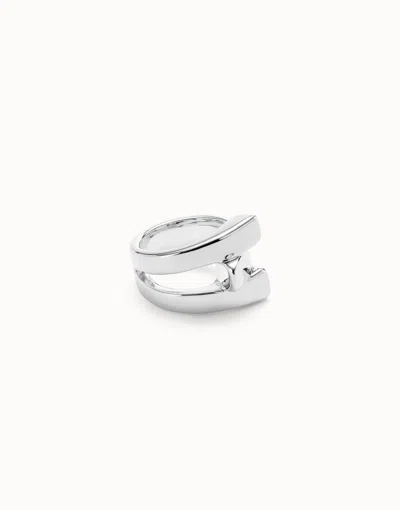 Unode50 Ring With Curved Lines In Silver