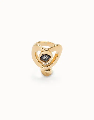 Unode50 Ring With Heart And Central Black Crystal
