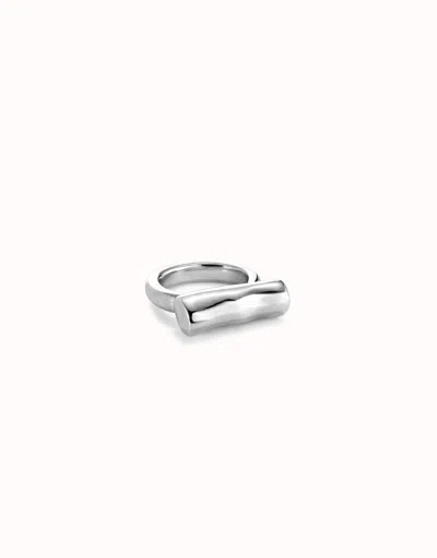 Unode50 Ring With Horizontal Tube In Silver