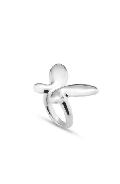 Unode50 Ring With Medium Butterfly Shape In Silver