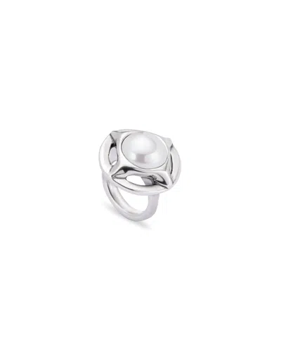 Unode50 Anillo Bañado En Plata Con Perla In Silver