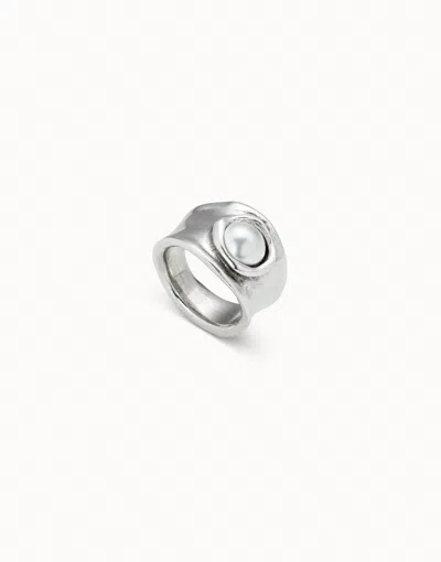 Unode50 Ring With Pearl In White