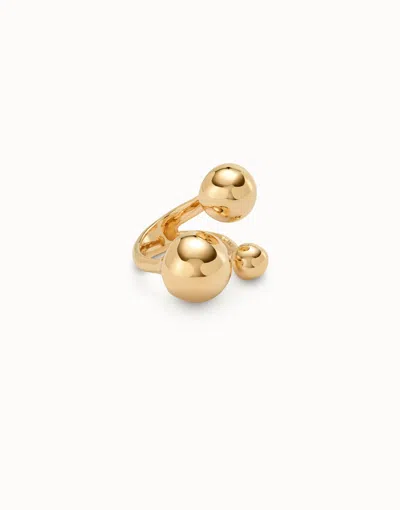 Unode50 Ring With Three Bubble-shaped Beads In Gold