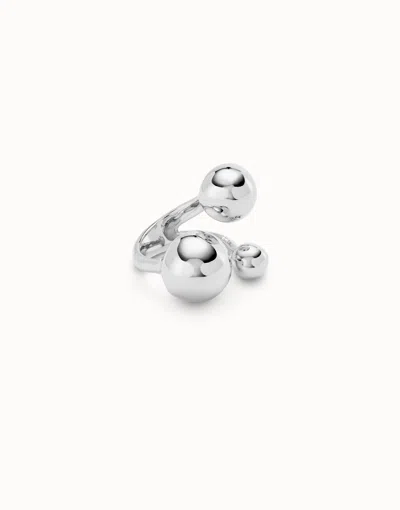 Unode50 Ring With Three Bubble-shaped Beads In Silver