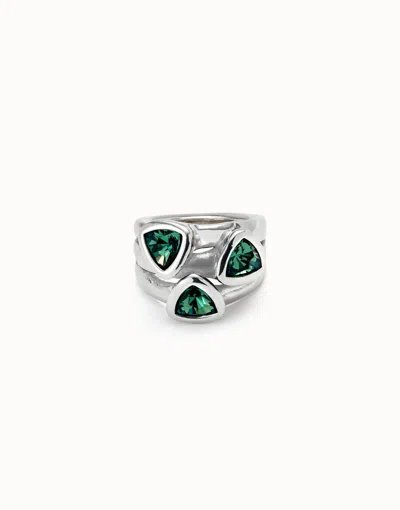 Unode50 Ring With Three Green Crystals