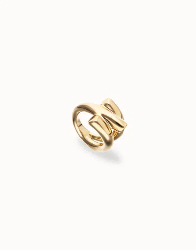 Unode50 Ring With Three Intertwined Organic Shapes In Gold