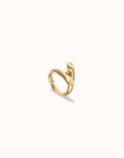 Unode50 Ring With Two Intertwined Organic Shapes In Gold