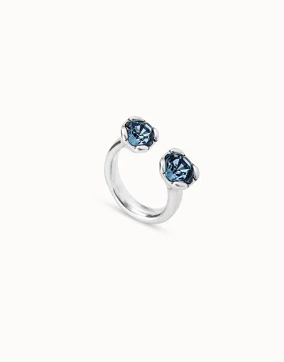 Unode50 Ring With Two Pink Crystals In Blue