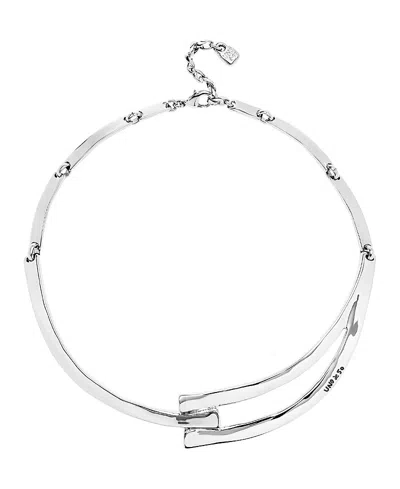Unode50 Sculpted Choker Necklace In Silver