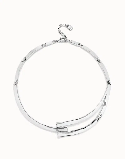 Unode50 Sculpted Choker Necklace In Silver