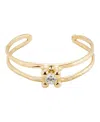 Unode50 Rigid Semi-open Sterling Silver-plated Bracelet With Central Crystal In Gold