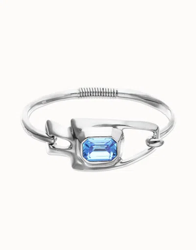 Unode50 Semi-rigid Bracelet With Blue Faceted Crystal