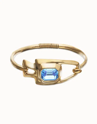 Unode50 Semi-rigid Bracelet With Blue Faceted Crystal