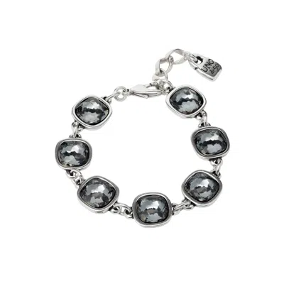 Unode50 Seven Gray Crystal Silver Bracelet In Metallic