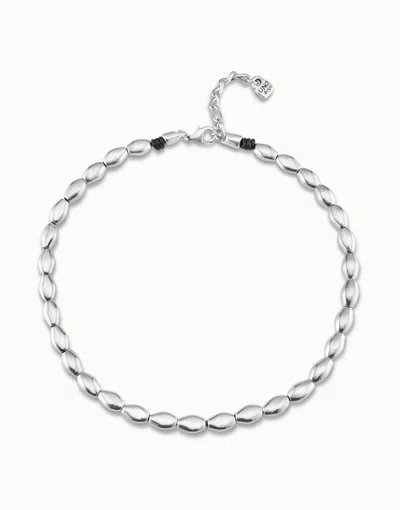 Unode50 Short Bead Shape Link Necklace In Silver