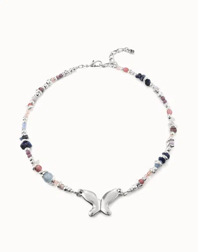 Unode50 Short Beaded Necklace With Butterfly In Multi