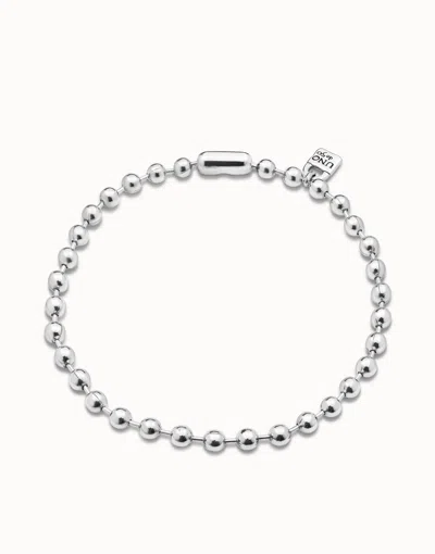 Unode50 Short Beaded Necklace With Padlock In Silver