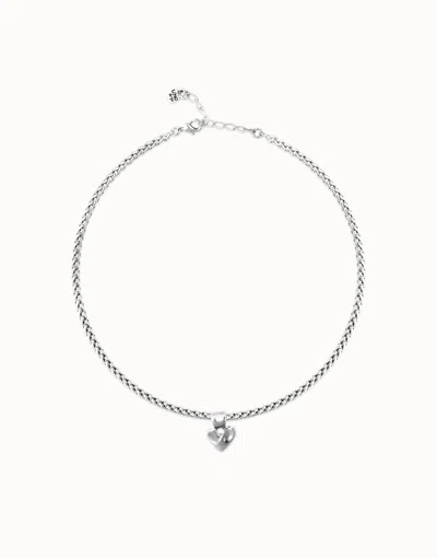 Unode50 Short Chain Necklace With Small Heart Detail In Silver