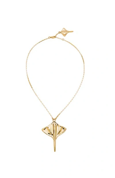 Unode50 Multi Strand Chain Necklace With Manta Ray In Gold
