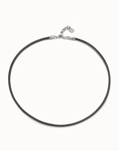 Unode50 Short Leather Charm Necklace In Black