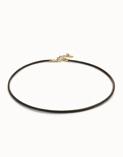 Unode50 Short Leather Charm Necklace In Black
