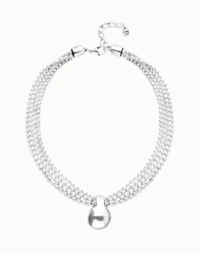 Unode50 Short Necklace With Silver Threads And Large Sphere