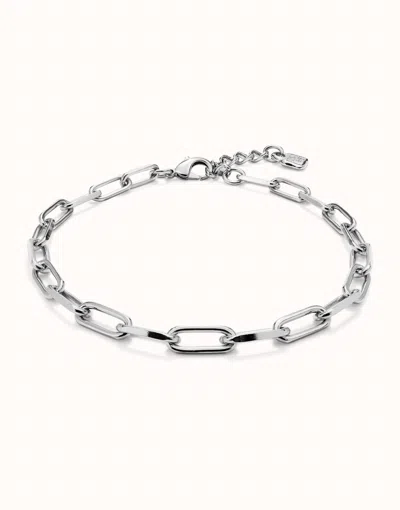 Unode50 Short Oval Link Chain Necklace In Silver