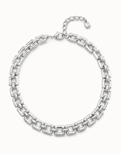Unode50 Short Square Link Chain Necklace In Silver