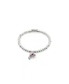 Unode50 Beaded Stretch Bracelet With Heart And Pink Crystal In Silver