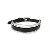Unode50 Silver Leather Fusion Bracelet In Black