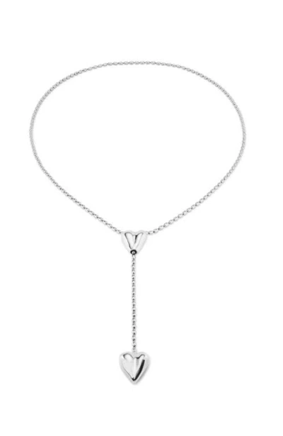 Unode50 Silver-plated Chain With Two Hearts, One Adjustable