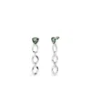 Unode50 Silver Plated Dazzling Green Crystal Drop Earrings In Metallic