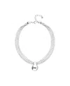 Unode50 Sterling Silver Alloy Necklace With Silver Threads And Big Shaped Ball In Silver
