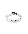 Unode50 Silver-tone Pebble Bracelet With Leather Tie In Silver