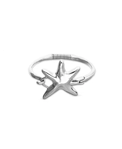 Unode50 Silver Tone Rigid Star Bangle Bracelet In Brown