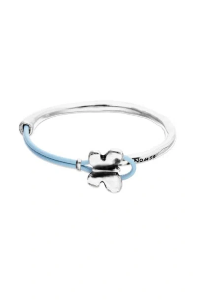 Unode50 Silver-tone Butterfly Leather Bracelet In Blue