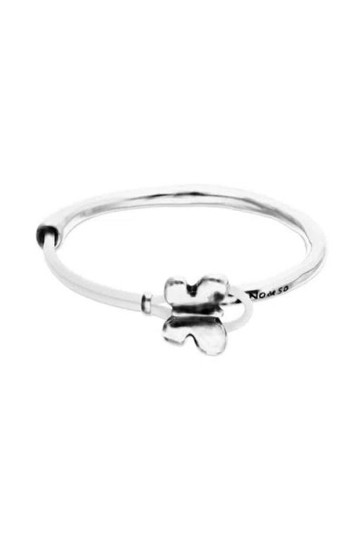 Unode50 Silver-tone Butterfly Leather Bracelet In White