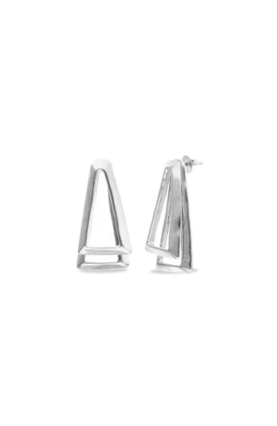 Unode50 Silver-tone Open Triangle Stud Earrings