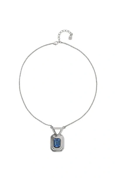 Unode50 Silver-tone Pendant Necklace With Blue Crystal In Metallic