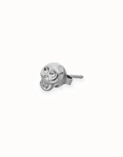 Unode50 Skull Single Stud Earring In Silver