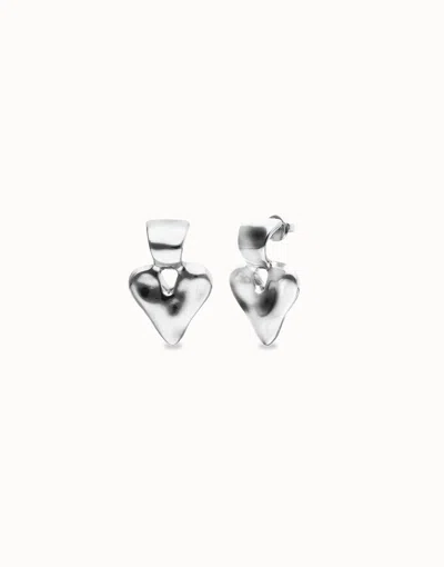 Unode50 Small Heart Stud Earrings In Silver