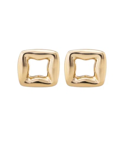 Unode50 Metal Alloy Clasp Stud Earrings In Gold