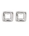 Unode50 Sterling Silver-plated Small Link Shaped Earrings In Metallic